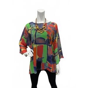 NEW LIOR women's signature float blouse in multi brush stroke